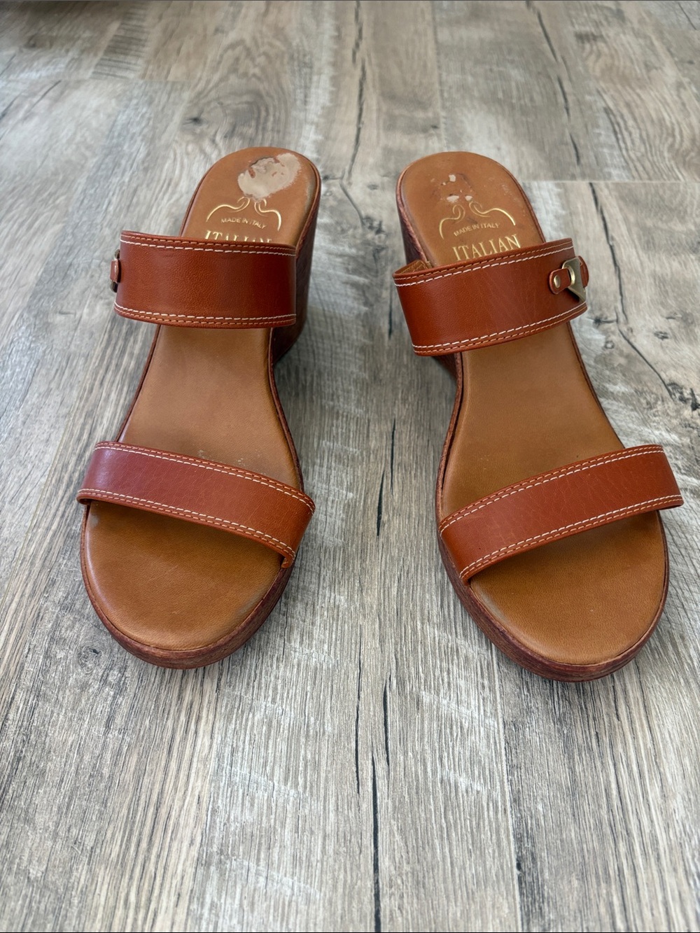 Italian Shoemakers Leather Wedge Sandals